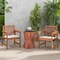 Costway Outdoor Dining Chair Patio Solid Wood Chairs with Comfortable Cushions